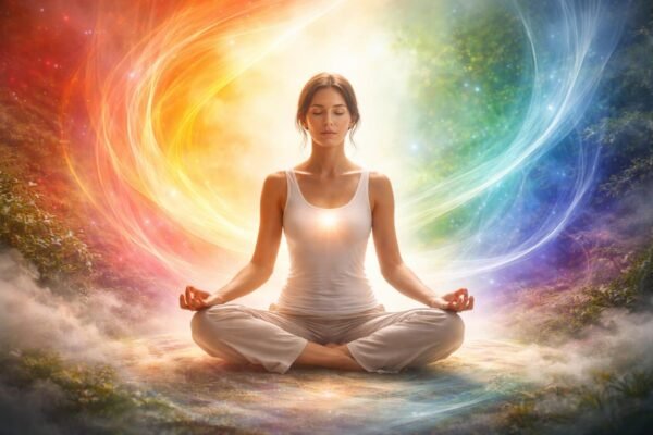 Különböző színárnyalatokkal teli szoba, amely nyugtató hangulatot és egyensúlyt sugároz.