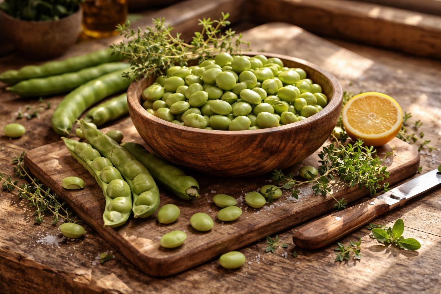 Lóbab, gazdag tápanyagokkal, fehérjével és rosttal teli zöld növény fotó.