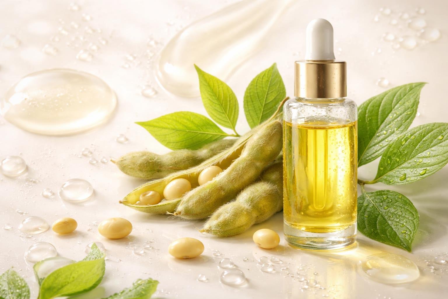 Szójababól nyert olaj a bőrápolásban: hidratáló, antioxidáns hatásokkal kombinált összetevő.